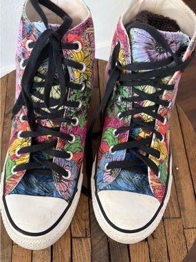 Converse High Top Sneakers in Multicolor Floral Print with Black Laces
